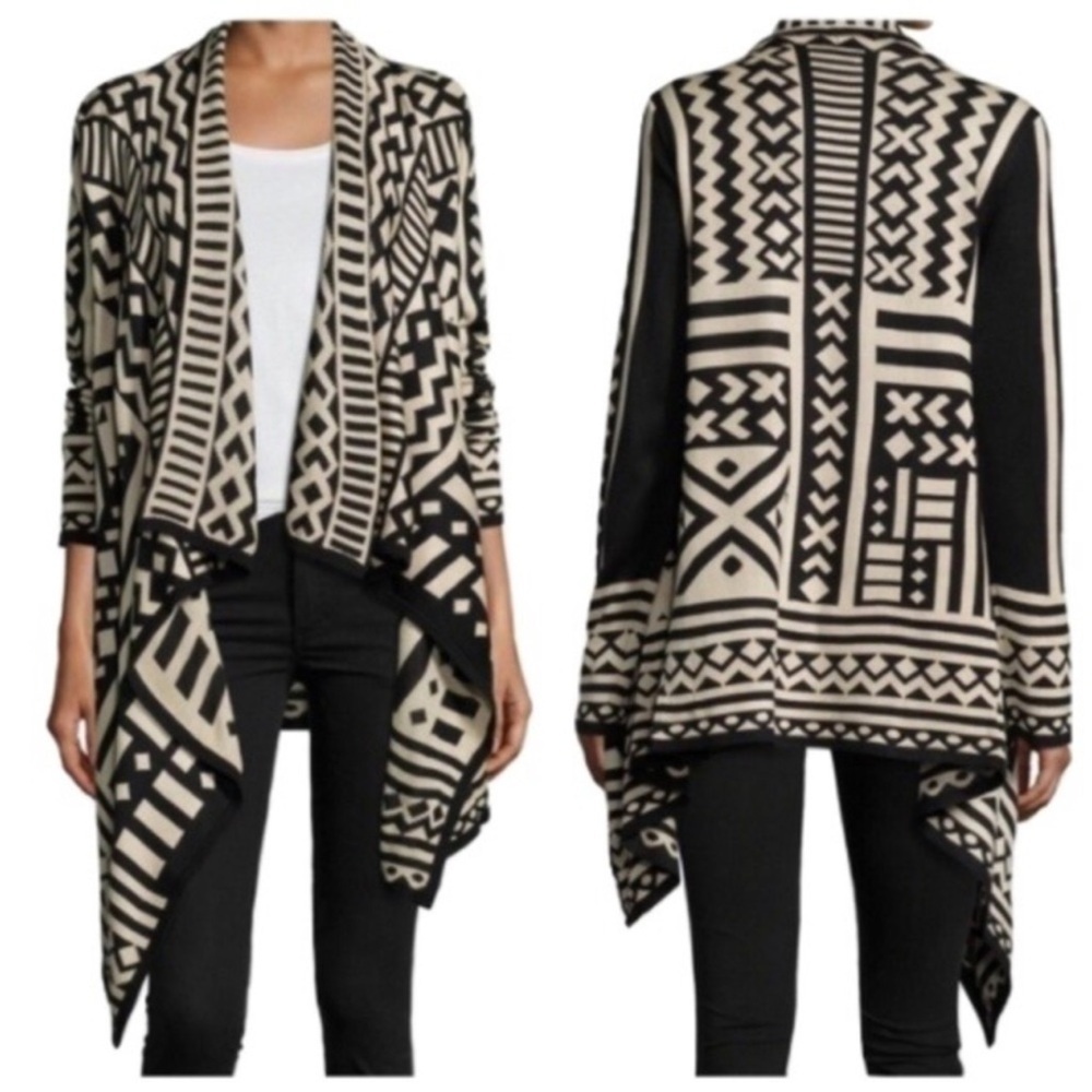 Urban Outfitters asymmetrical waterfall tribal pattern cardigan sweater